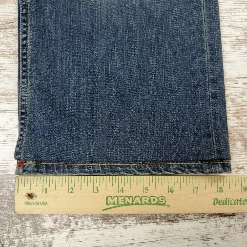 Robert Graham Classic Yates Jeans Mens 37x27 Blue Faded Straight Leg Denim